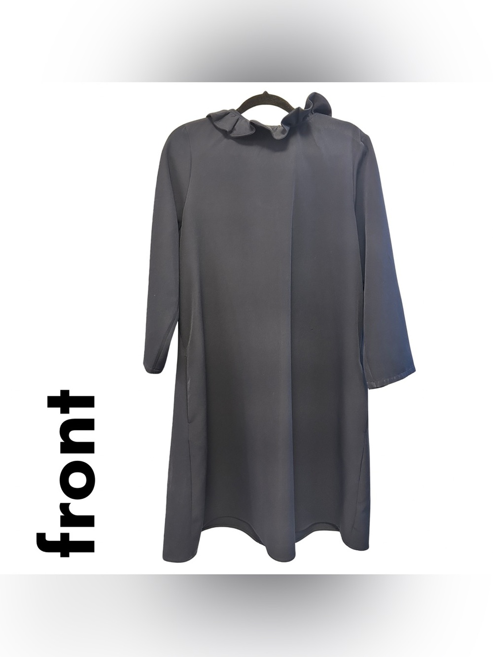 Tuckernuck Navy Ruffle-Collar 3/4-Sleeve Shift Dress